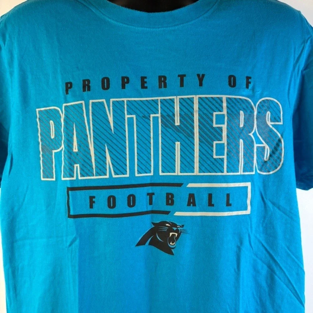 Nike Carolina Panthers Football Logo T-Shirt‎ Mens Sz Large Blue NFL Graphic Tee
